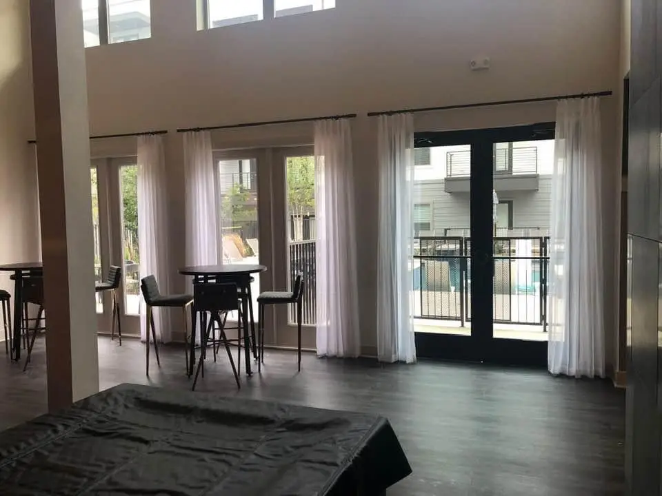 Foyer tranquility space with window treatments from MS Supply Co.